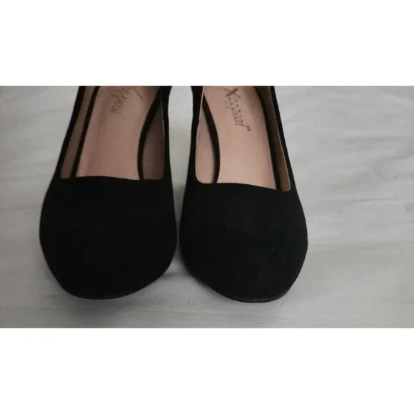 Xappeal Women's Black Faux Suede Style 131051 Olive Block Heels Pumps Size 7M - Picture 8 of 13